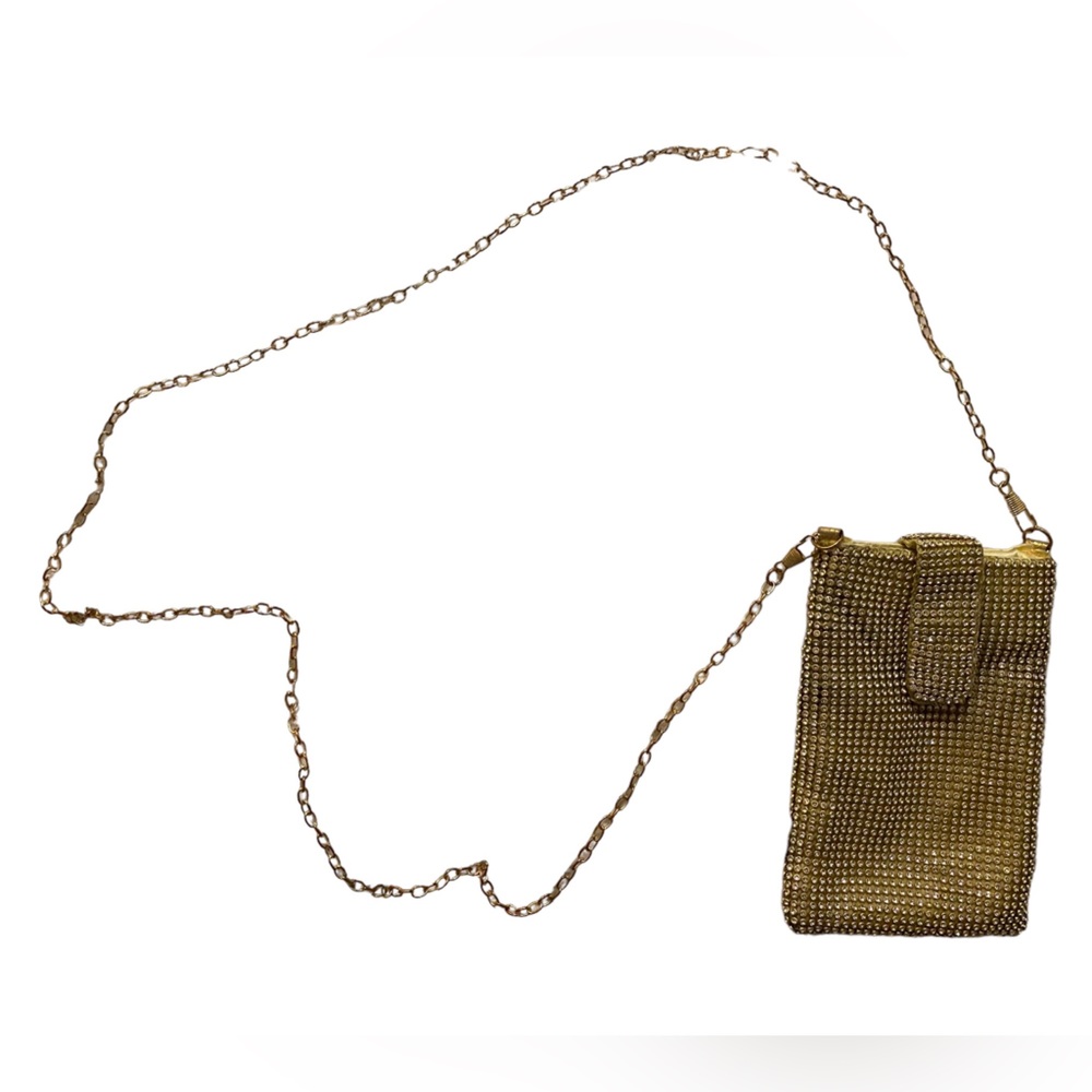 Gold Rhinestone sparkle Crossbody Pouch cell phone purse vegas NWT